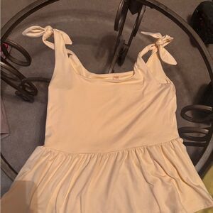 Scotty Cream Peplum Tank Top with Tie Front
